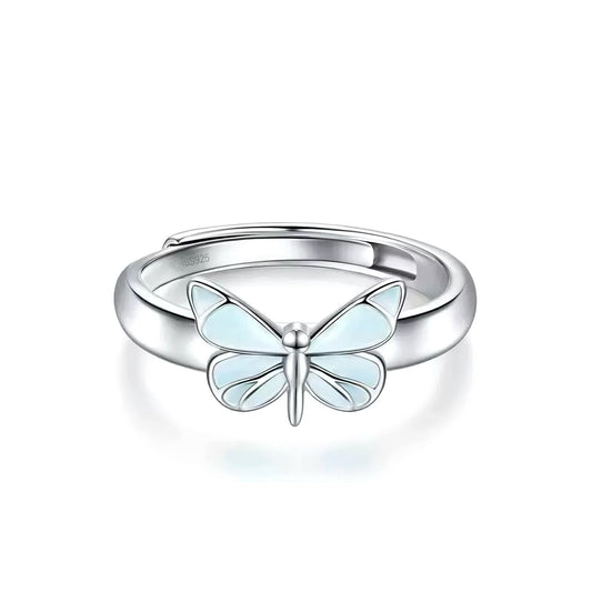 Anillo Mariposa Azul Luminosa