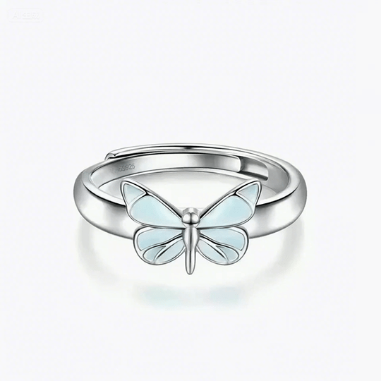 Anillos de Pareja Mariposa Azul Luminosa (Set de 2)