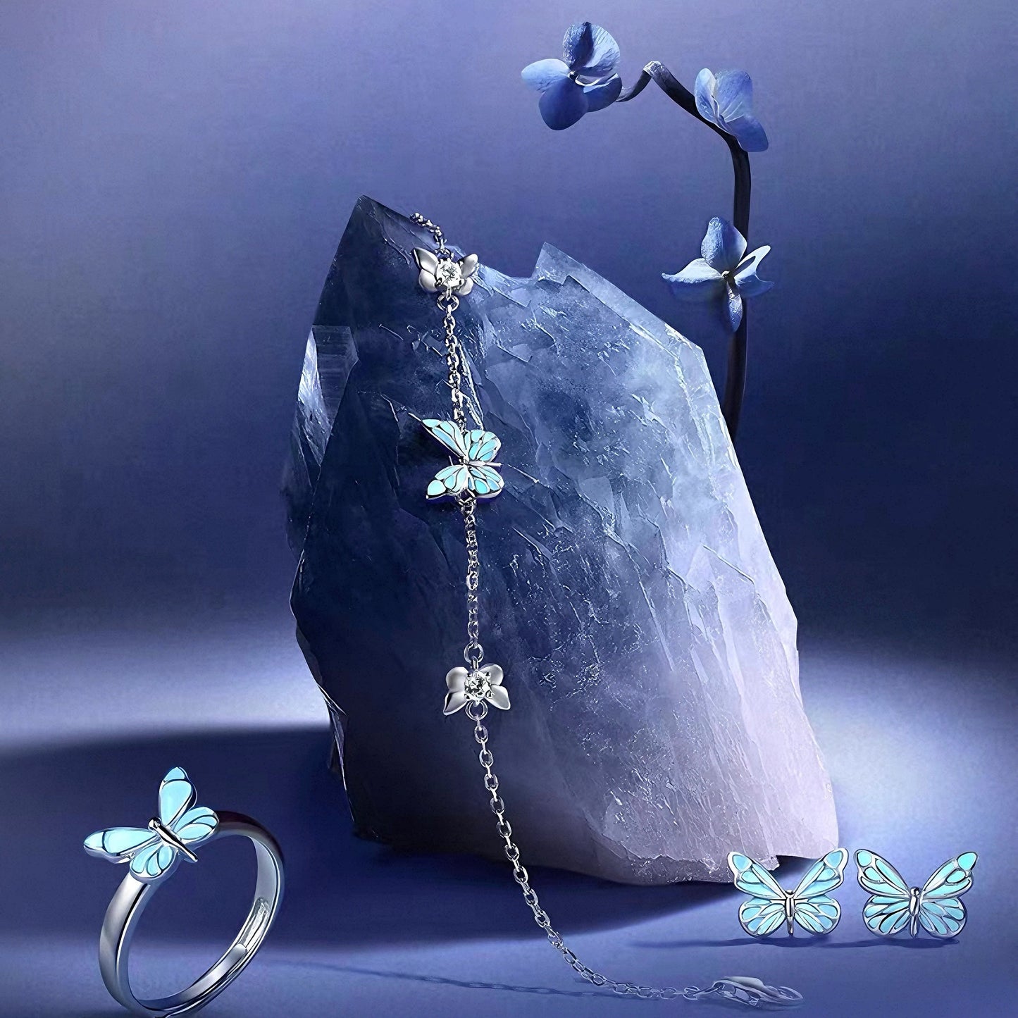 Pulsera Mariposa Azul Luminosa