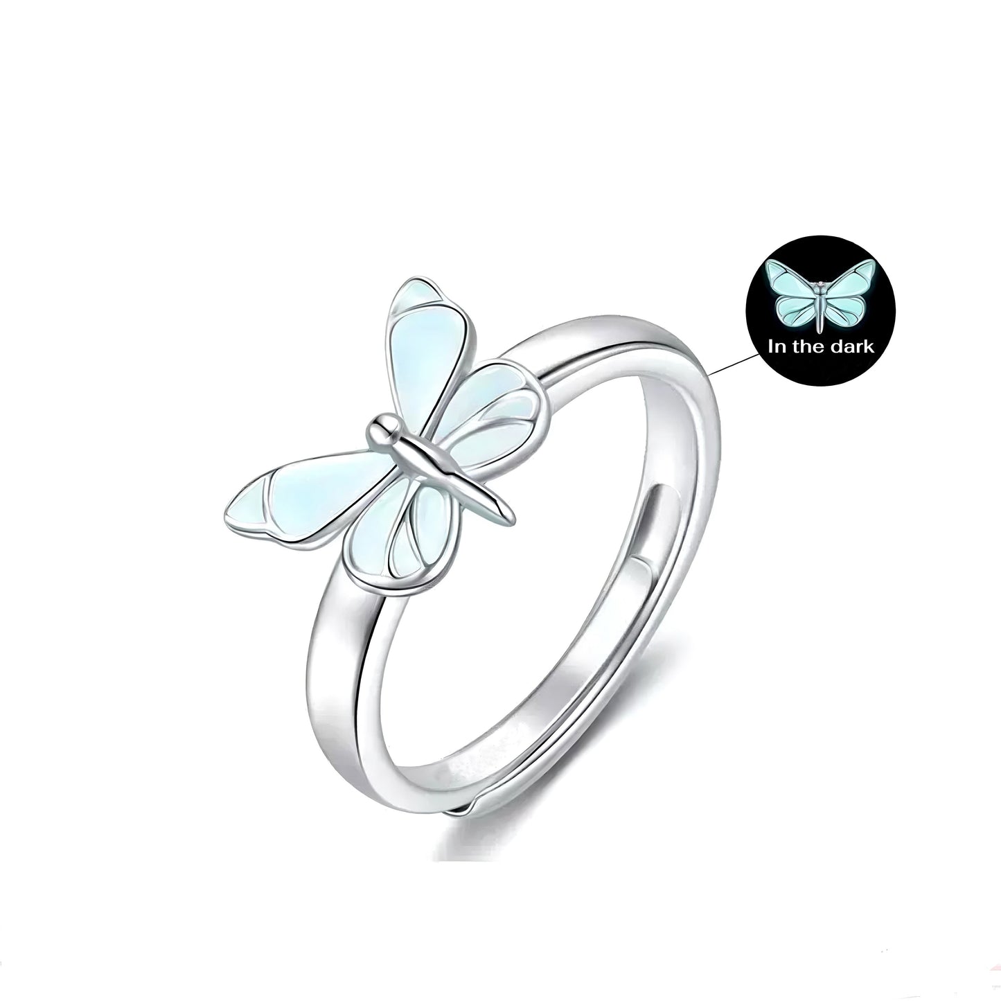 Anillos de Pareja Mariposa Azul Luminosa (Set de 2)