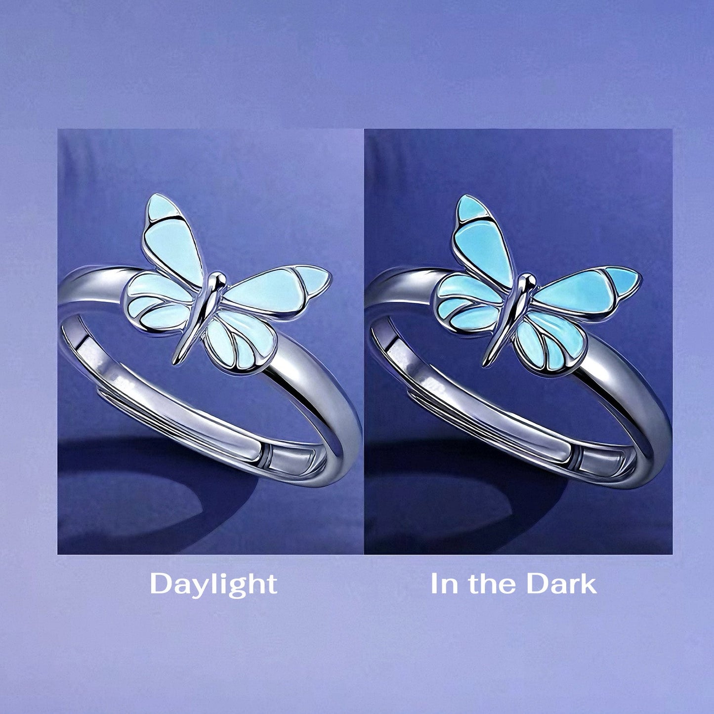 Anillos de Pareja Mariposa Azul Luminosa (Set de 2)