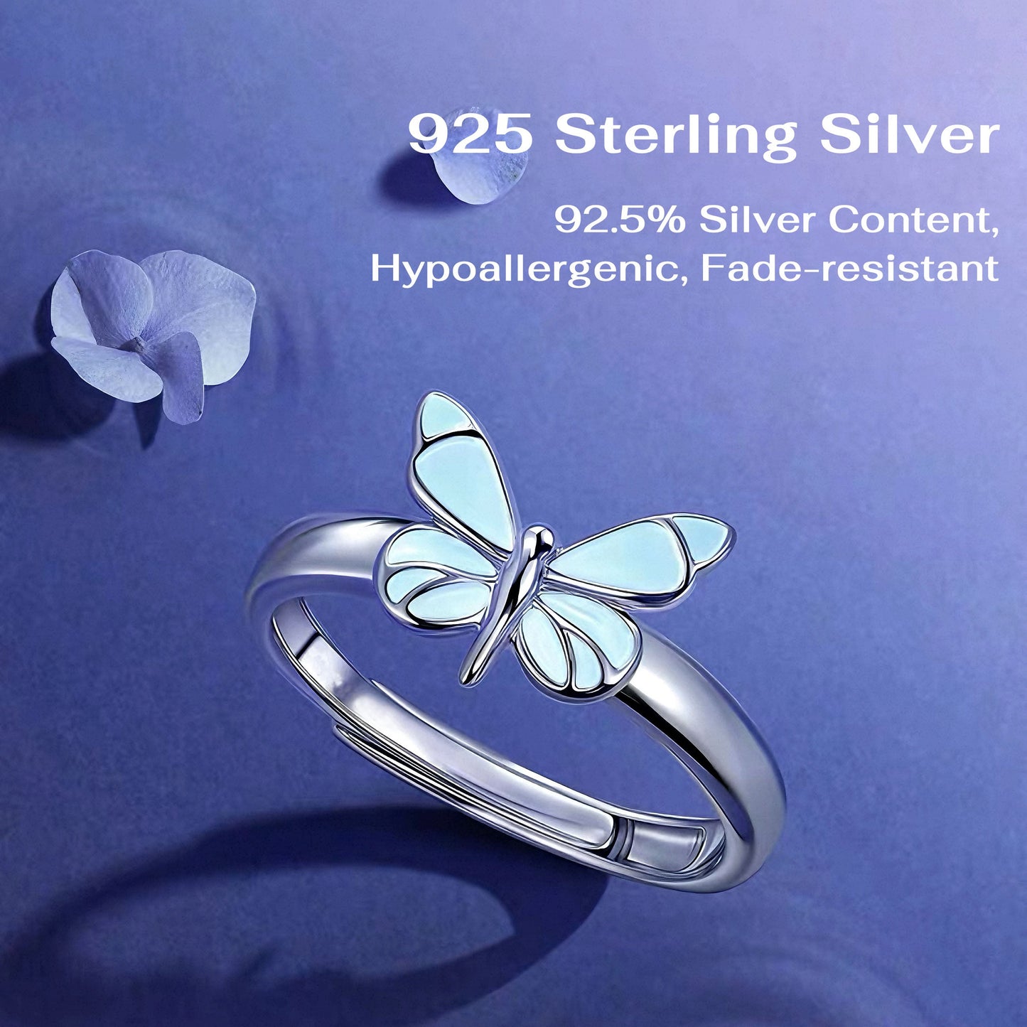Anillo Mariposa Azul Luminosa