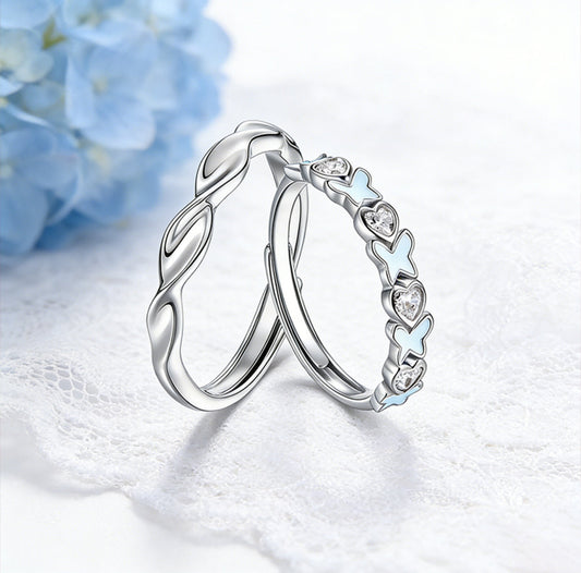 Anillos de Pareja Mariposa Jardín de Ensueño Luminosa (Set de 2)