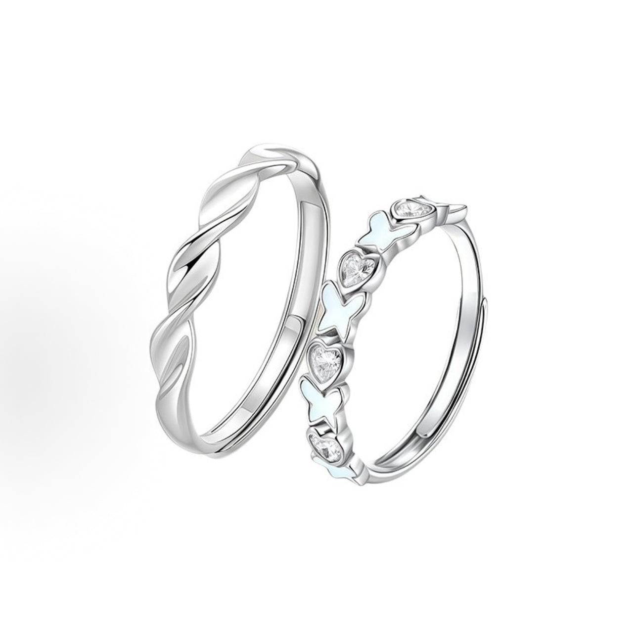 Anillos de Pareja Mariposa Jardín de Ensueño Luminosa (Set de 2)