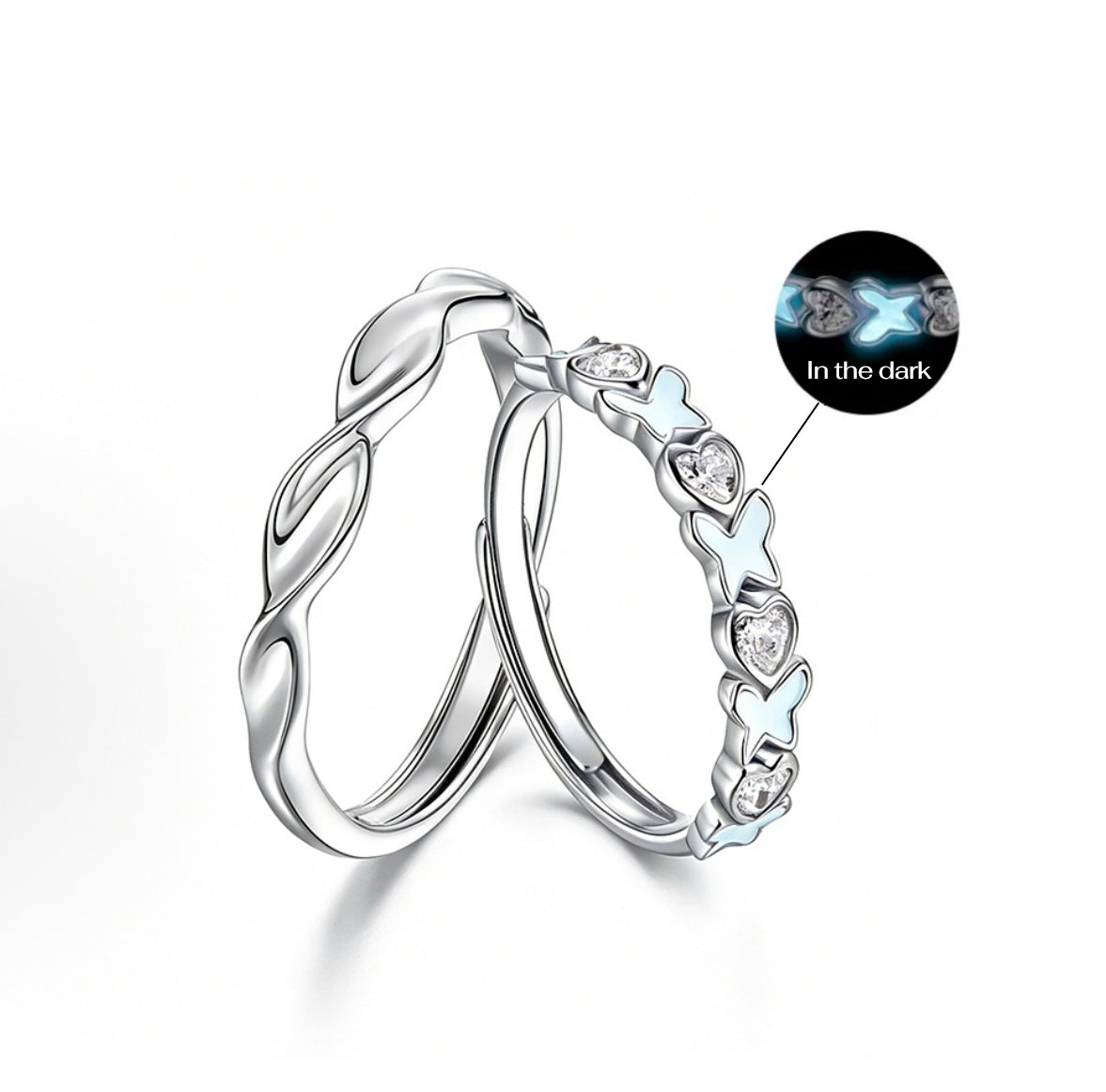 Anillos de Pareja Mariposa Jardín de Ensueño Luminosa (Set de 2)