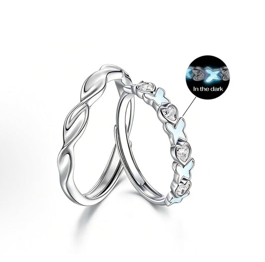 Anillos de Pareja Mariposa Jardín de Ensueño Luminosa (Set de 2)