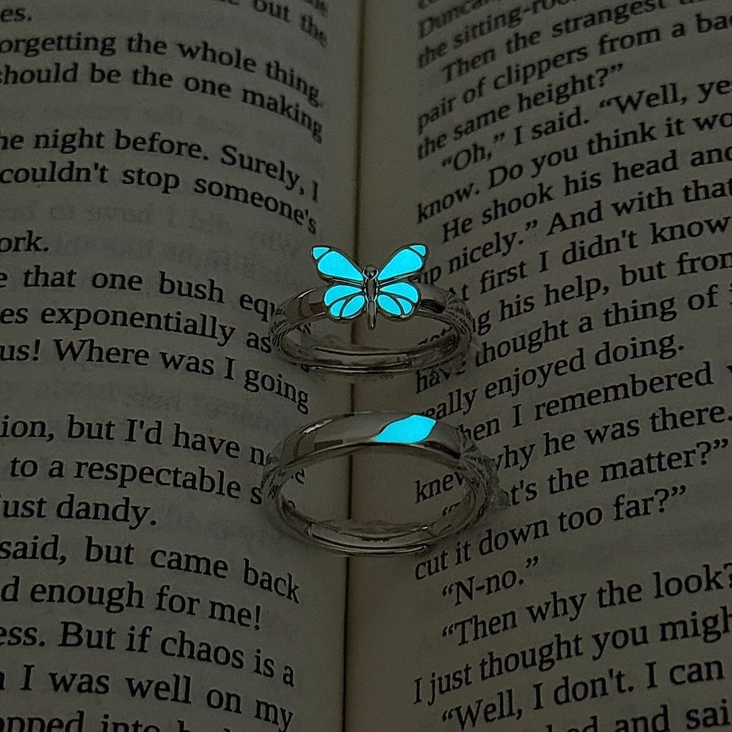 Anillos de Pareja Mariposa Azul Luminosa (Set de 2)